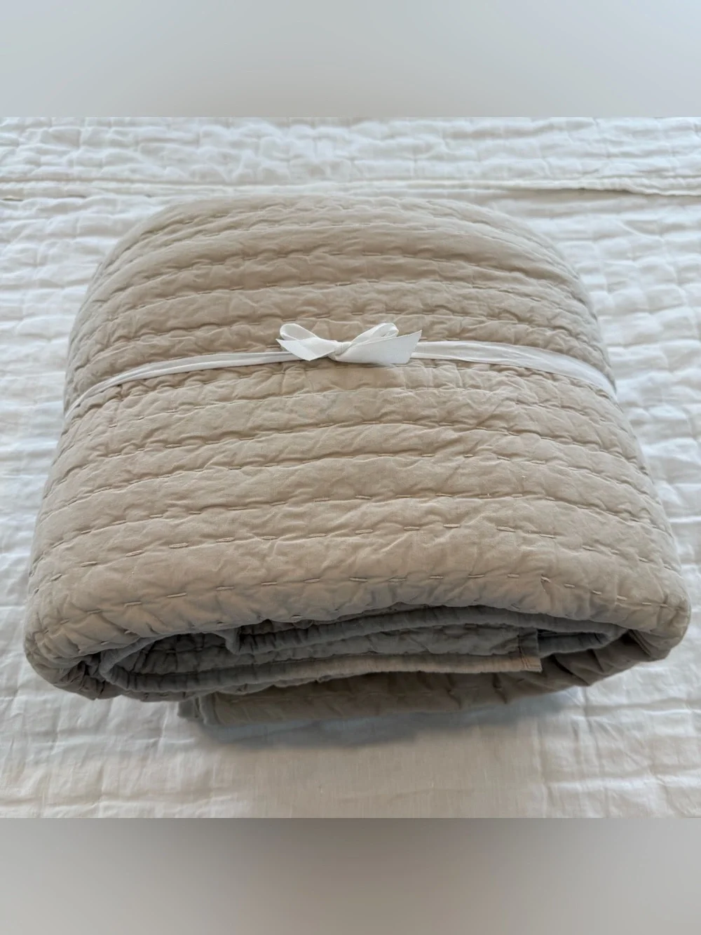 New Quince European Linen Cotton Stitch Quilt Set King/CalKing $219.90 - Natural
